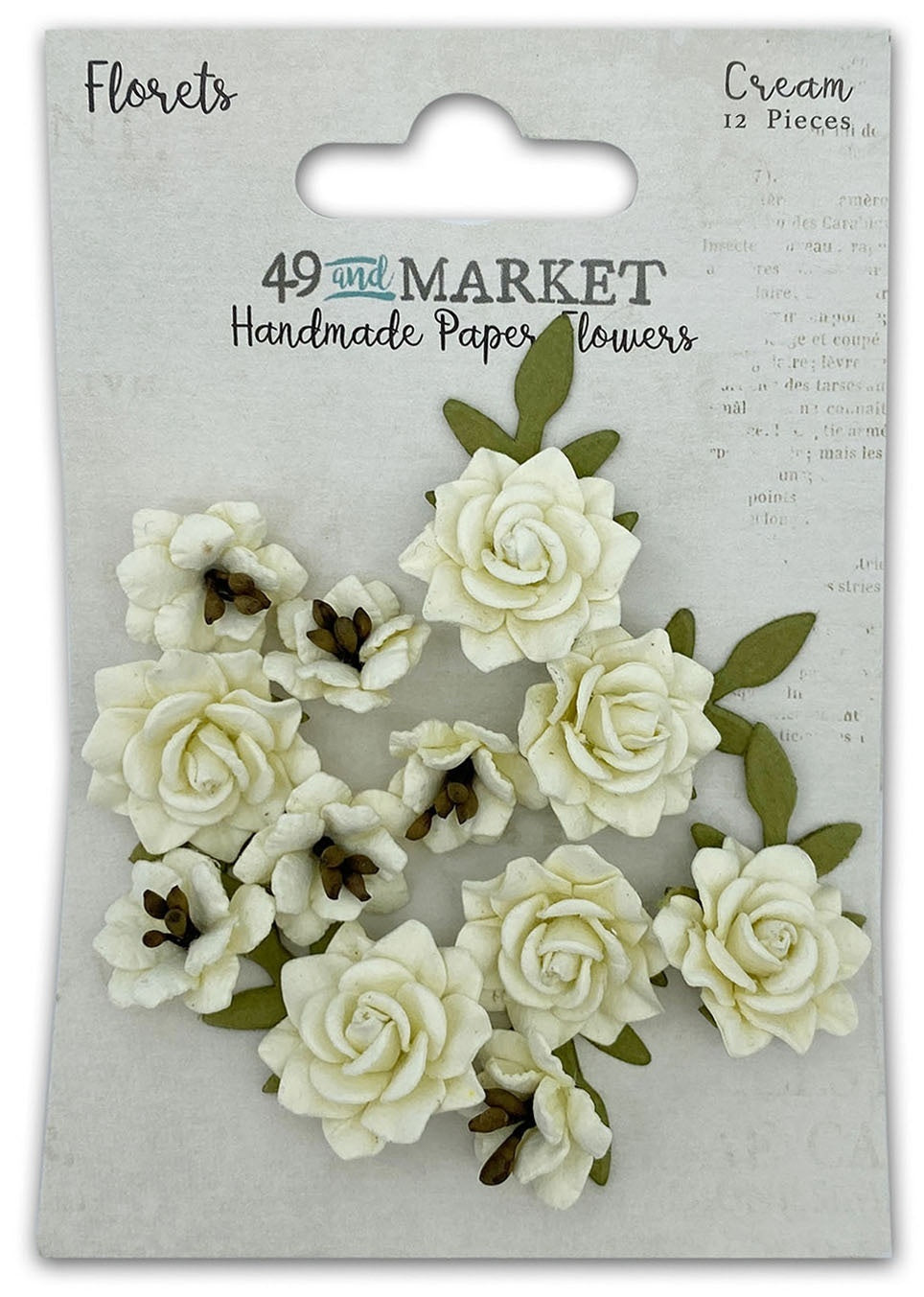 49 & Market Flowers - Florets - Cream 12/Pkg
