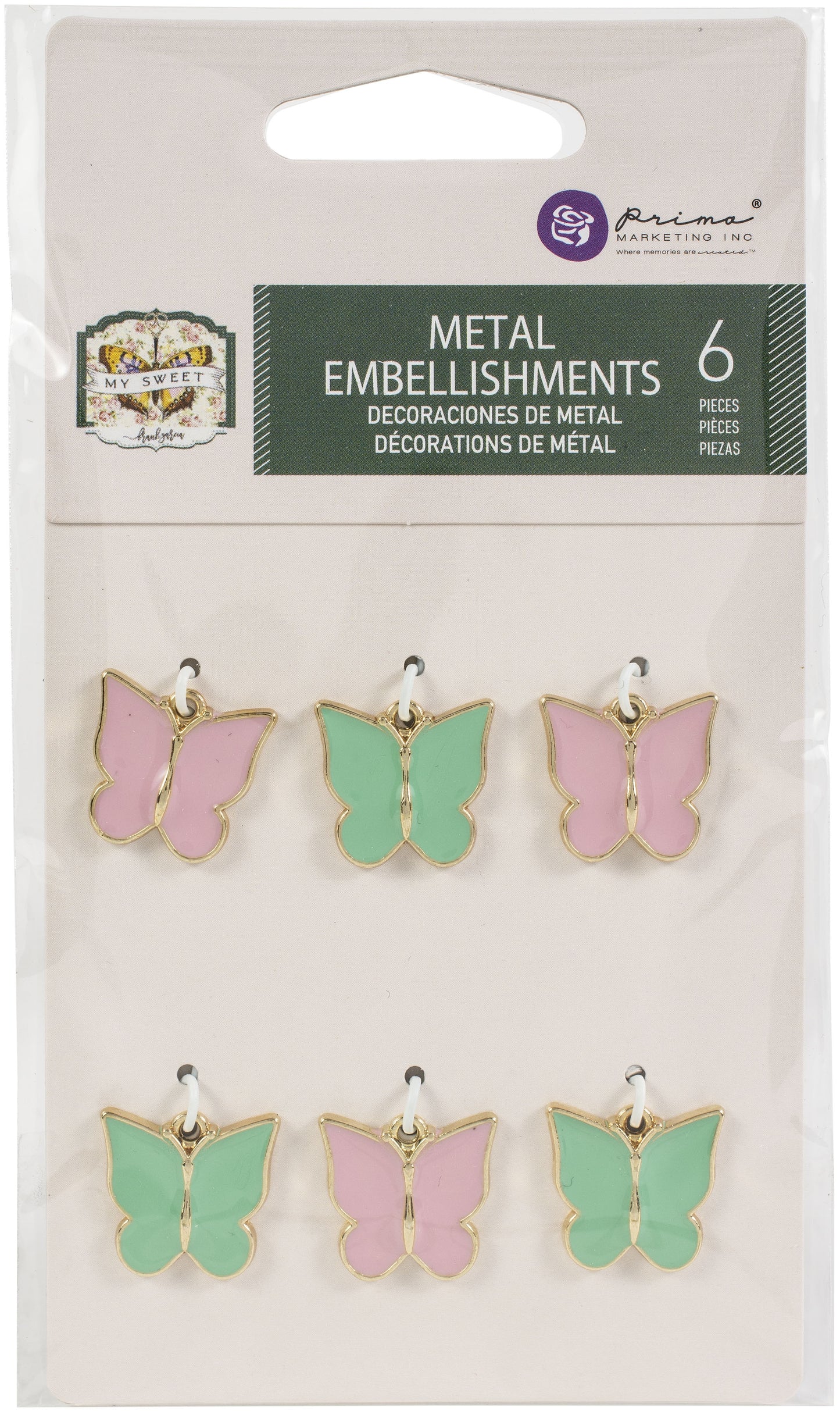 Prima -MY SWEET - BUTTERFLY CHARMS 6pc