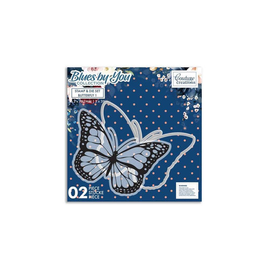 Couture Creations - Blues By You - Butterfly 1 Stamp And Die Set