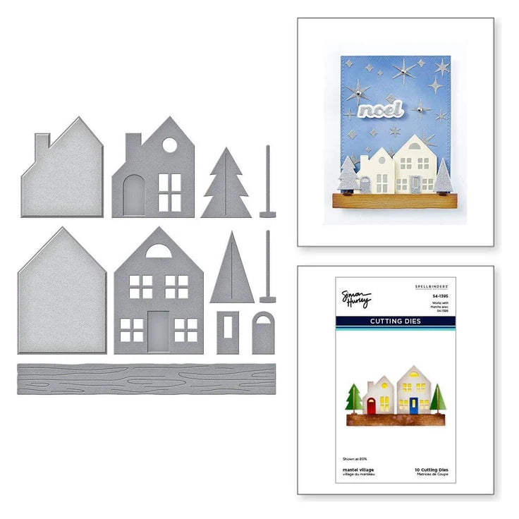 Mantel Village Etched Dies from the Timeless Trees Collection by Simon Hurley