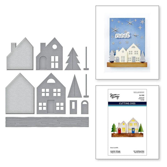 Mantel Village Etched Dies from the Timeless Trees Collection by Simon Hurley