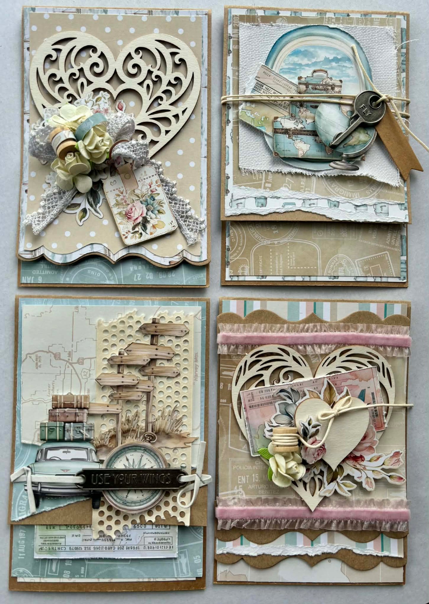 Pink and blue cards - Bon Voyage