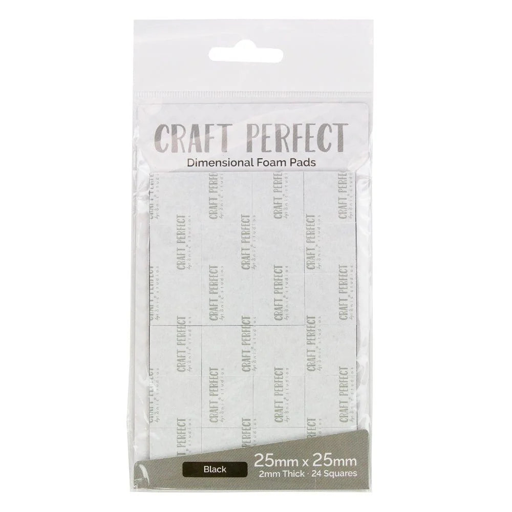 Tonic Studios- Craft Perfect - Adhesives - Dimensional Foam Pads - Black - 25mmx25mm Squares - 24 Squares