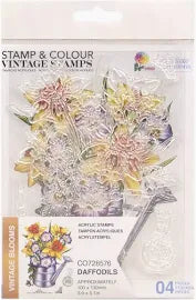 COUTURE CREATIONS STAMP AND COLOUR SET - VINTAGE BLOOMS - daffodils