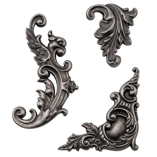 Tim Holtz Idea-Ology - Metal Adornments - Flourish - 3 Pieces